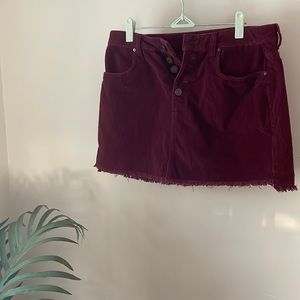maroon corduroy mini skirt